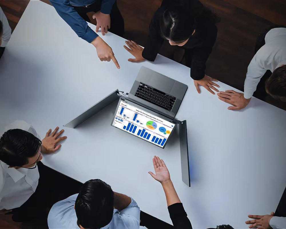 X90m 14.1” Portable Triple-Screen Monitor | 1920*1080 FHD IPS | 360° Rotation | 13.3”-15.6” Laptop Compatible