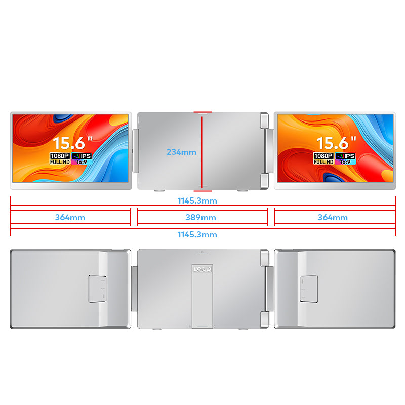 15.6” Portable Dual-Screen Monitor S10 | 1920*1080 IPS | 16:9 | Left Screen Flip | Type-C 3.1 & HDR