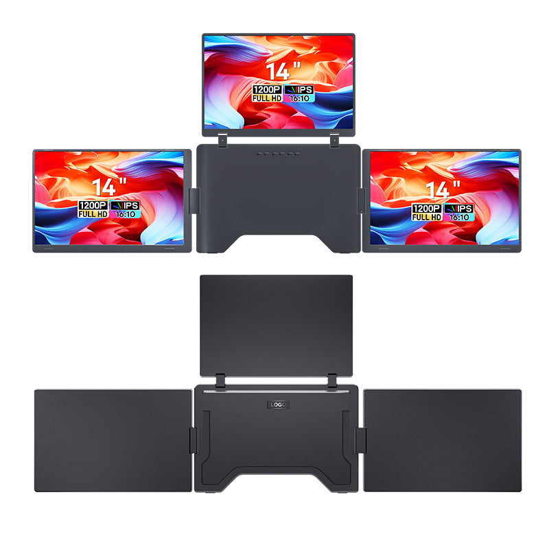 14” Portable Triple-Screen Monitor S780 PRO | 1920*1200 IPS | 16:10 | Thunderbolt 3/4 & USB-C/USB-A | 12-16.2” Laptop Compatible