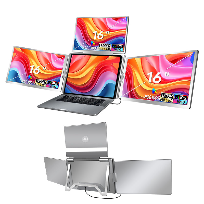16” Triple Screen Extender S788 | 3 Pcs Full View Display | 12-18.5” Laptop Compatible | Windows 10+ & 2019+ MacBooks