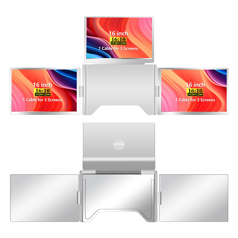 16” Triple Screen Extender S788 | 3 Pcs Full View Display | 12-18.5” Laptop Compatible | Windows 10+ & 2019+ MacBooks