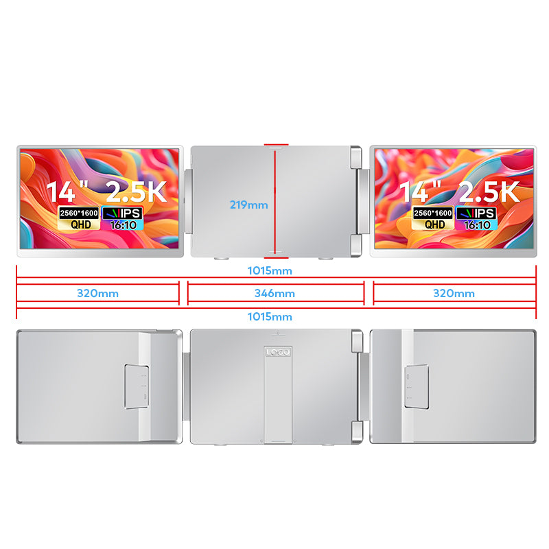 S7 pro 14” Portable Dual-Screen Monitor | 2560×1600 2.5K IPS | 100% sRGB | HDR | Type‑C 3.1