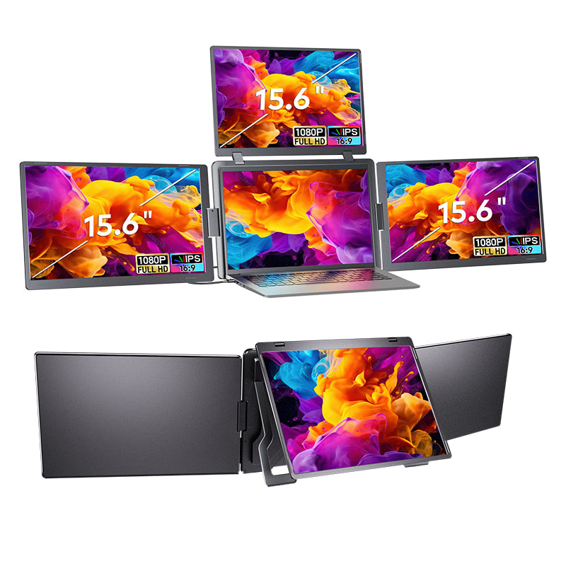 15.6” Portable Triple-Screen Monitor S888 PRO | 1920*1080 IPS | 16:9 | Thunderbolt 3/4 & USB-C/USB-A | 12-18.5” Laptop Compatible