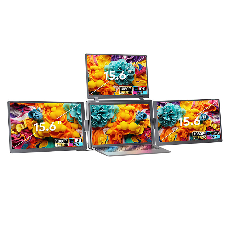 15.6” Portable Triple-Screen Monitor S888 PRO | 1920*1080 IPS | 16:9 | Thunderbolt 3/4 & USB-C/USB-A | 12-18.5” Laptop Compatible