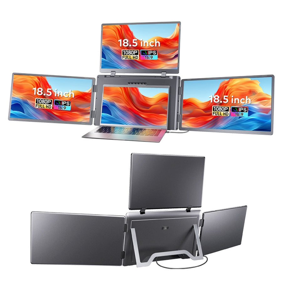 18.5” Portable Dual-Screen Monitor S999 | FHD 1080P IPS | 2 Type-C Ports | Plug & Play | Compatible with Windows/Mac