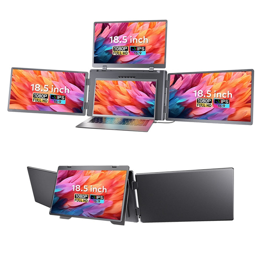18.5” Portable Dual-Screen Monitor S999 | FHD 1080P IPS | 2 Type-C Ports | Plug & Play | Compatible with Windows/Mac