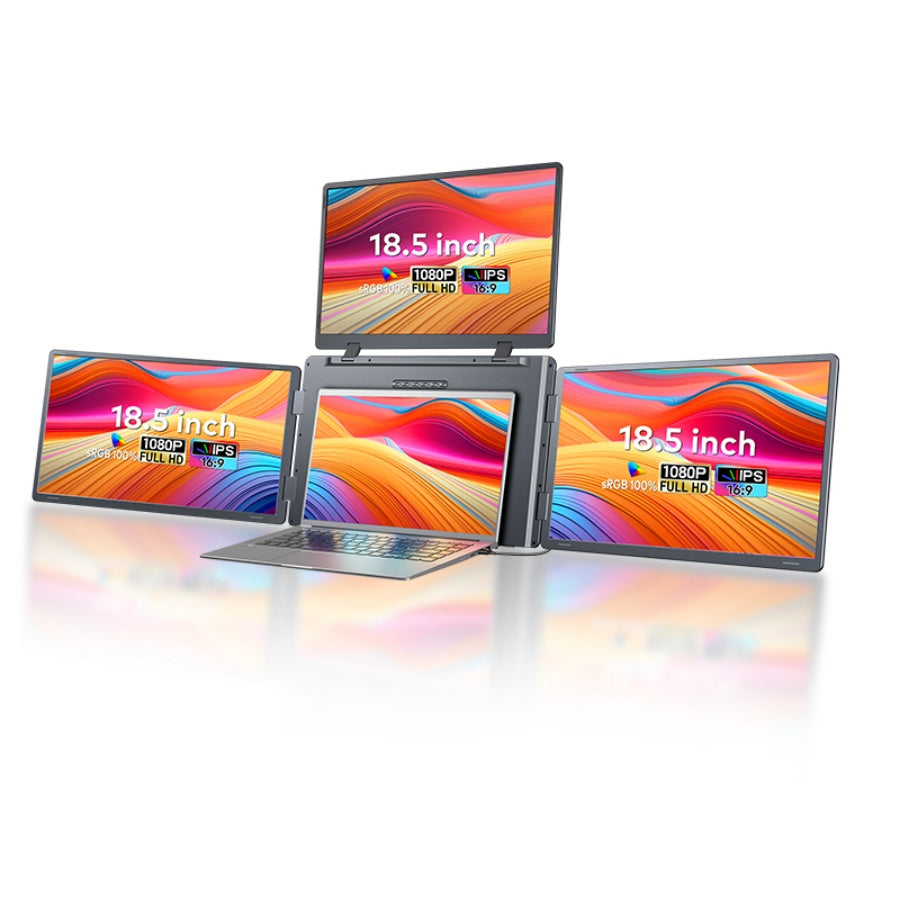 18.5” Portable Dual-Screen Monitor S999 | FHD 1080P IPS | 2 Type-C Ports | Plug & Play | Compatible with Windows/Mac